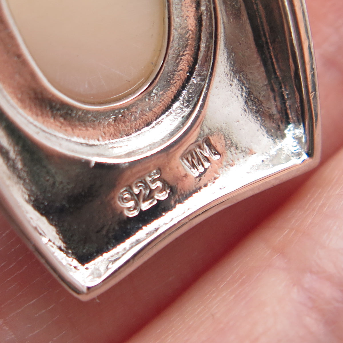 925 Sterling Silver Real Mother-of-Pearl Modernist Pendant