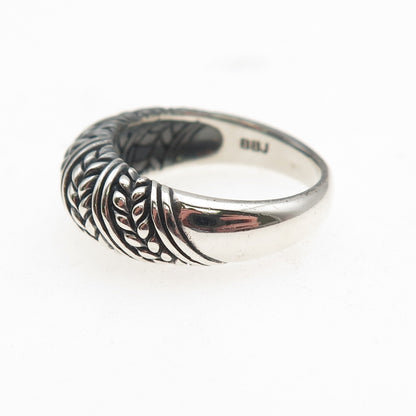 925 Sterling Silver Vintage Modernist Wheat Oxidized Ring Size 8