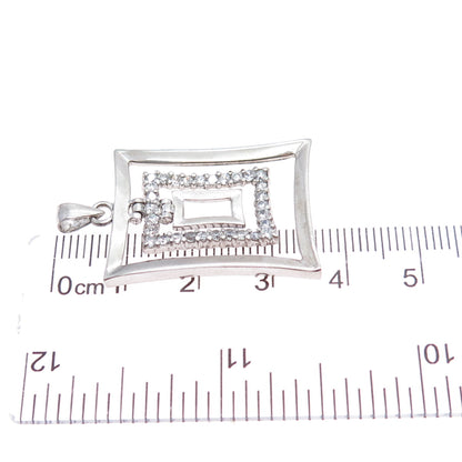 925 Sterling Silver Round-Cut C Z Modernist Multi-Frame Charm Pendant