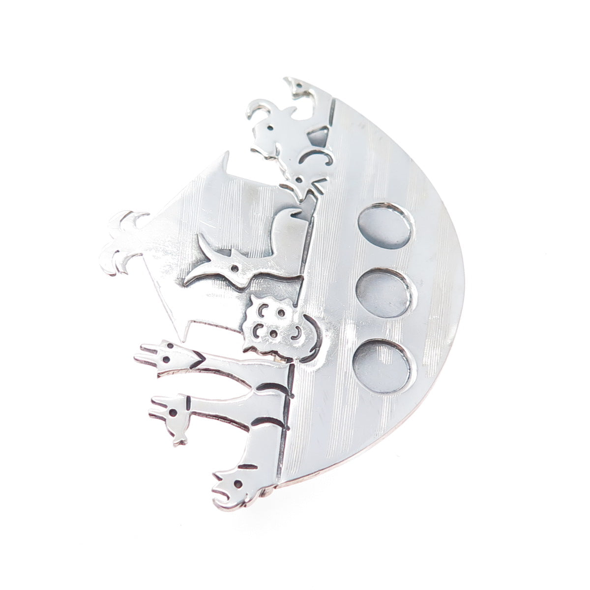 925 Sterling Silver Vintage Mexico Noah's Ark Religious Pin Brooch