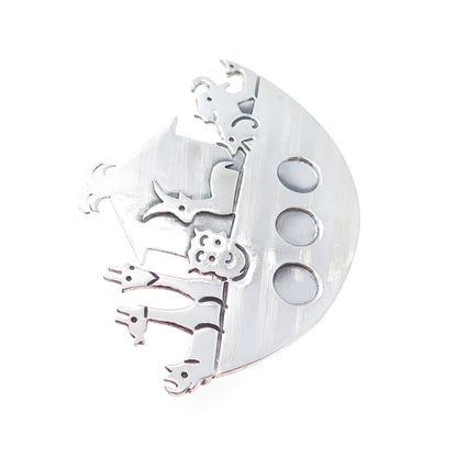 925 Sterling Silver Vintage Mexico Noah's Ark Religious Pin Brooch