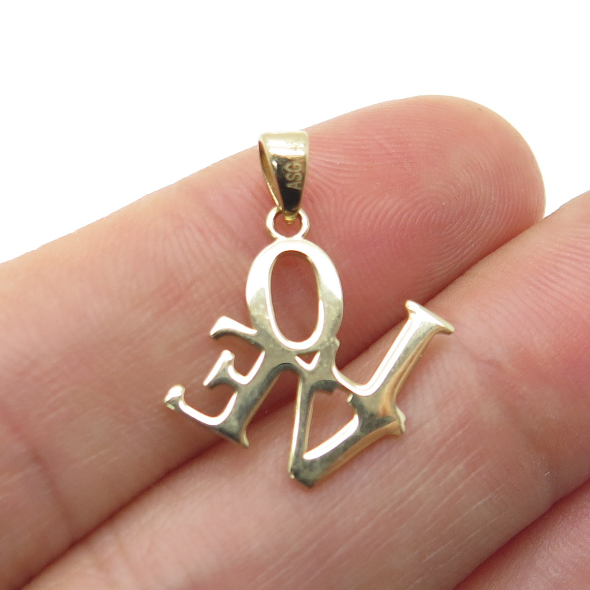 14K Yellow & White Gold "LOVE" Minimalist Charm Pendant