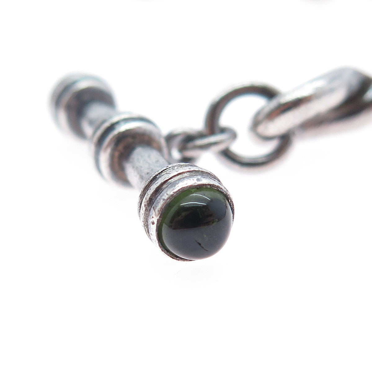 925 Sterling Silver Vintage Real Green & Pink Tourmaline Twisted Bracelet 6.75"