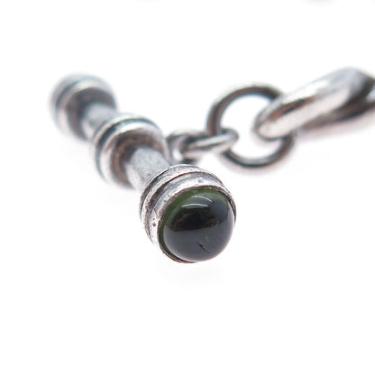 925 Sterling Silver Vintage Real Green & Pink Tourmaline Twisted Bracelet 6.75"