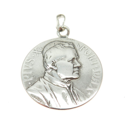 900 Silver Antique Art Deco Pope Pius X Saint Peter and Saint Paul Medal Pendant