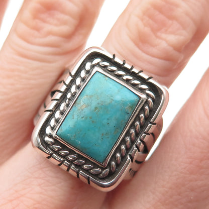 Carolyn Pollack Old Pawn 925 Sterling Silver Vintage Turquoise Ring Size 12.75