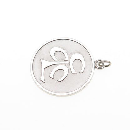 KENNEY 925 Sterling Silver Vintage Symbol Round Tag Charm Pendant