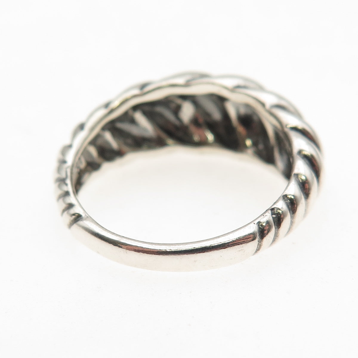 Carolyn Pollack Sterling Silver Vintage Modernist Ribbed Oxidized Ring Size 9