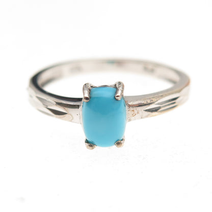 Chuck Clemency 925 Sterling Silver Real Turquoise Diamond-Cut Ring Size 8.25