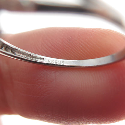 925 Sterling Silver Real Mystic Topaz & C Z Flower Bypass Ring Size 8.25