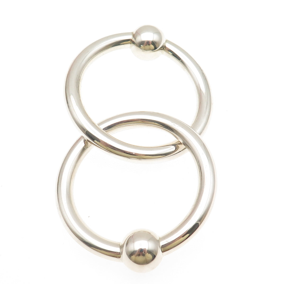 TIFFANY & CO. 925 Sterling Silver Vintage Interlocked Eternity Circle Pin Brooch