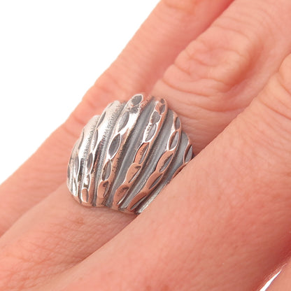 925 Sterling Silver Vintage Modernist Oxidized Ring Size 5.25