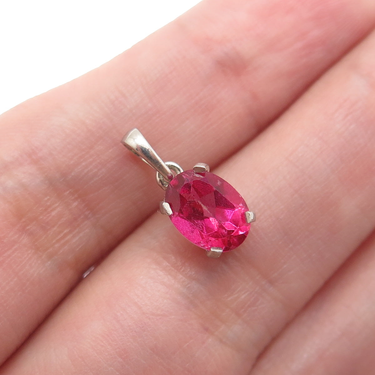 925 Sterling Silver Real Oval-Cut Ruby Minimalist Charm Pendant