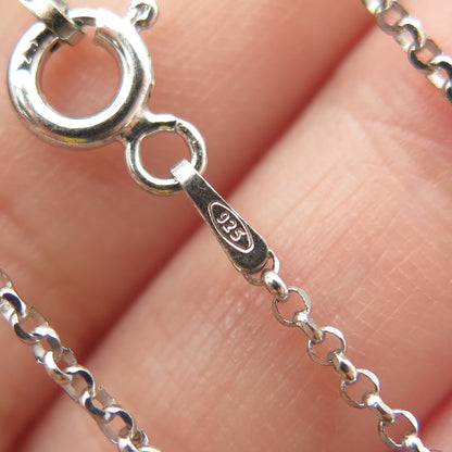 925 Sterling Silver Round-Cut C Z Circle of Life Drop Rolo Chain Necklace 16"