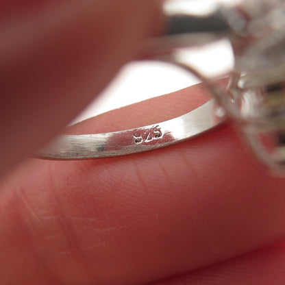 925 Sterling Silver Real Sapphire & C Z Bohemian Ring Size 6.75