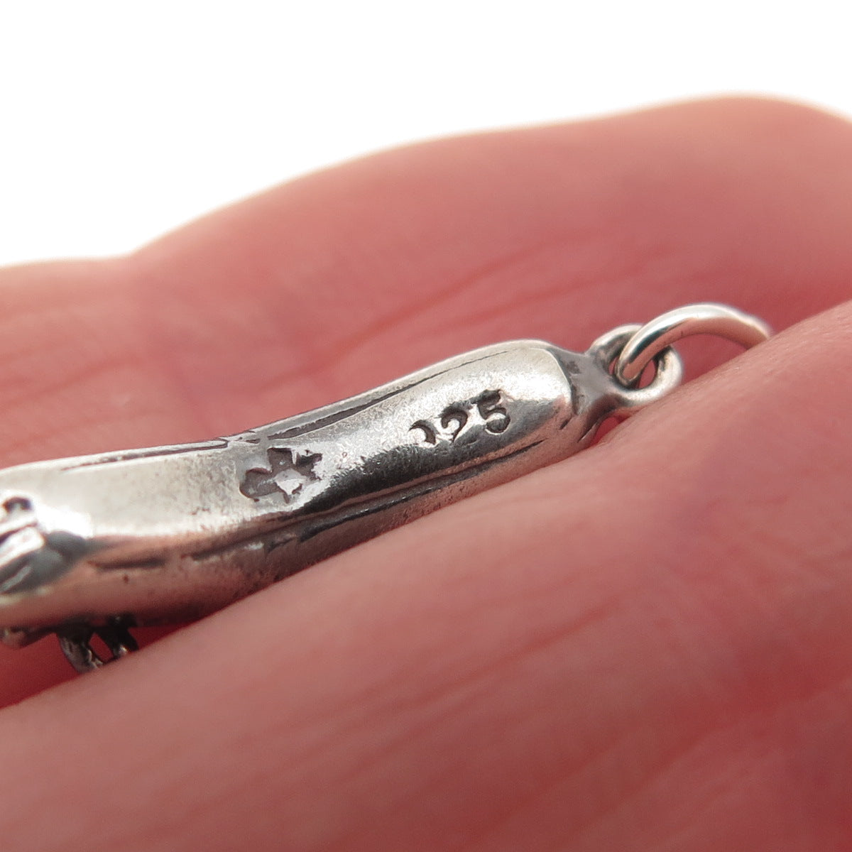 Sunwest 925 Sterling Silver Vintage Ballerina Shoe Oxidized Mini Charm Pendant