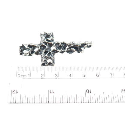 925 Sterling Silver Vintage Modernist Cross Oxidized Charm Pendant