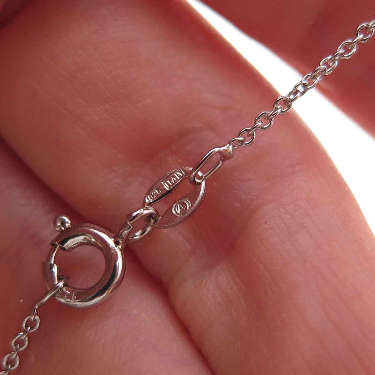Joseph Schmid 925 Sterling Silver Real Green Diamond Cable Chain Necklace 18"