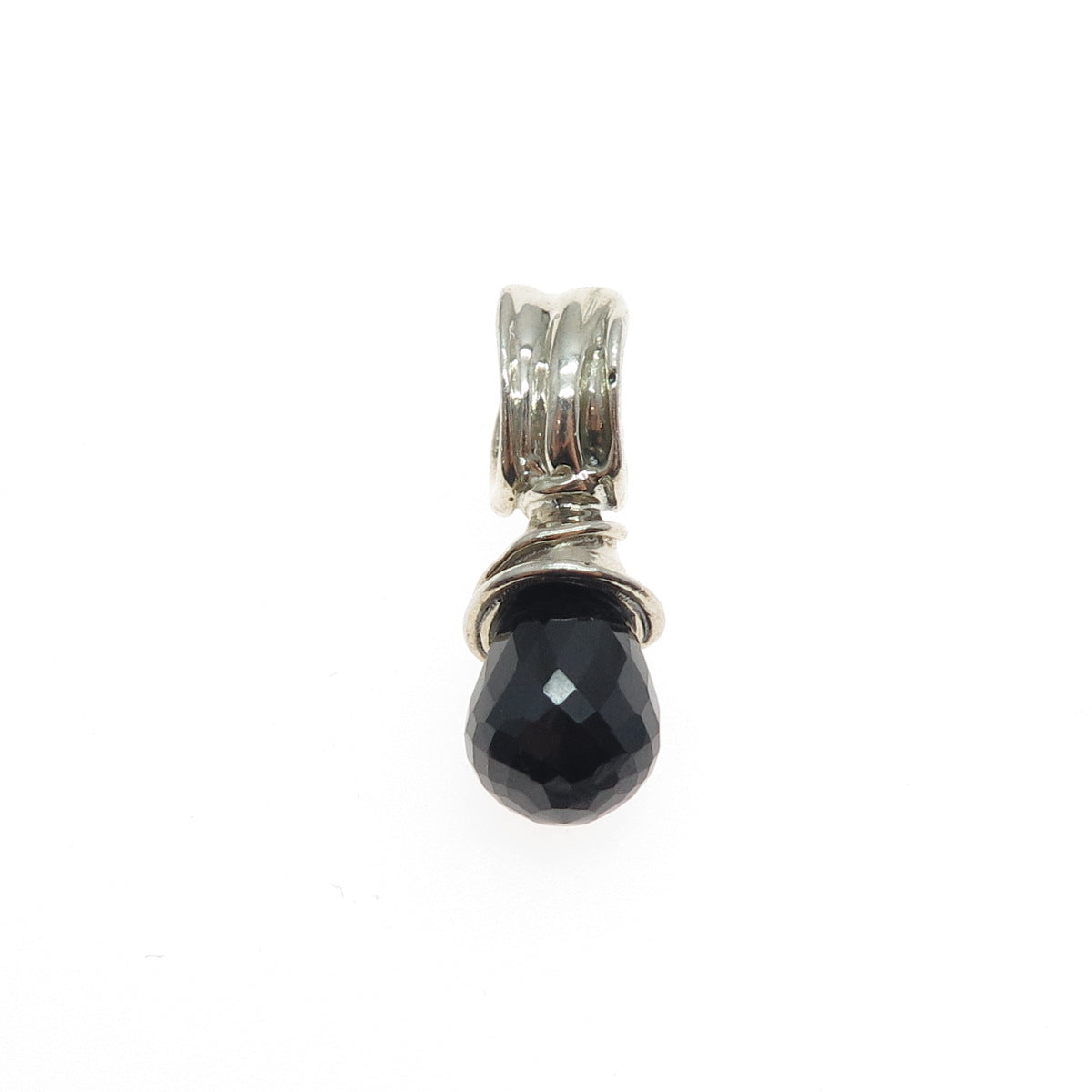 HAGIT GORALI 925 Sterling Silver Vintage Real Black Onyx Modernist Charm Pendant