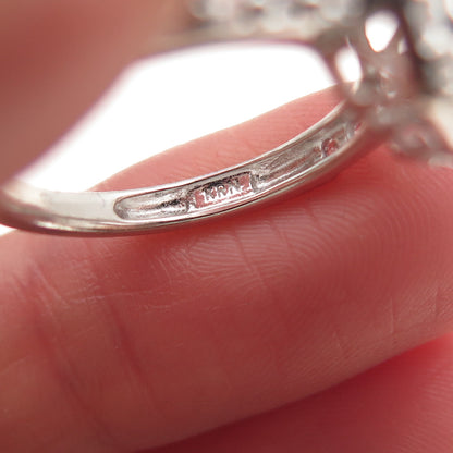 KRN Kiran 925 Sterling Silver Real White Topaz Engagement Ring Size 7