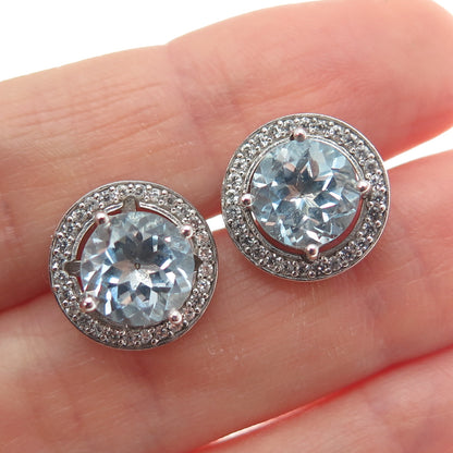 925 Sterling Silver Real White & Blue Topaz Interchangeable Earrings