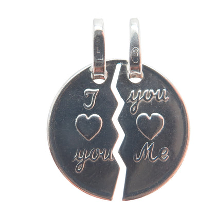925 Sterling Vintage Italy I Love You You Love Me 2-Piece Breakable Mini Pendant