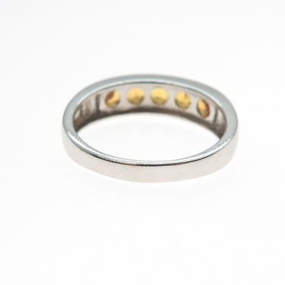 925 Sterling Silver Vintage Real Round-Cut Citrine Ring Size 11