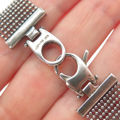 HAN 925 Sterling Silver Vintage Italy Oxidized Beaded Mesh Link Bracelet 7.25"