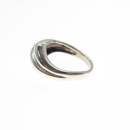 925 Sterling Silver Vintage Modernist Bypass Ring Size 7.5