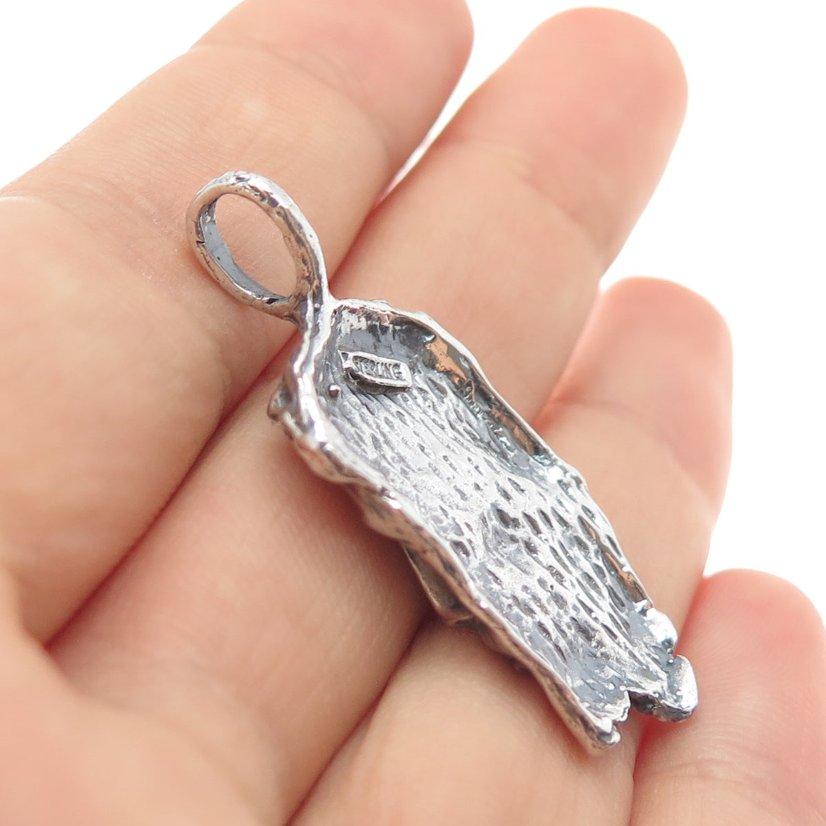 925 Sterling Silver Vintage Jesus Religious Oxidized Charm Pendant