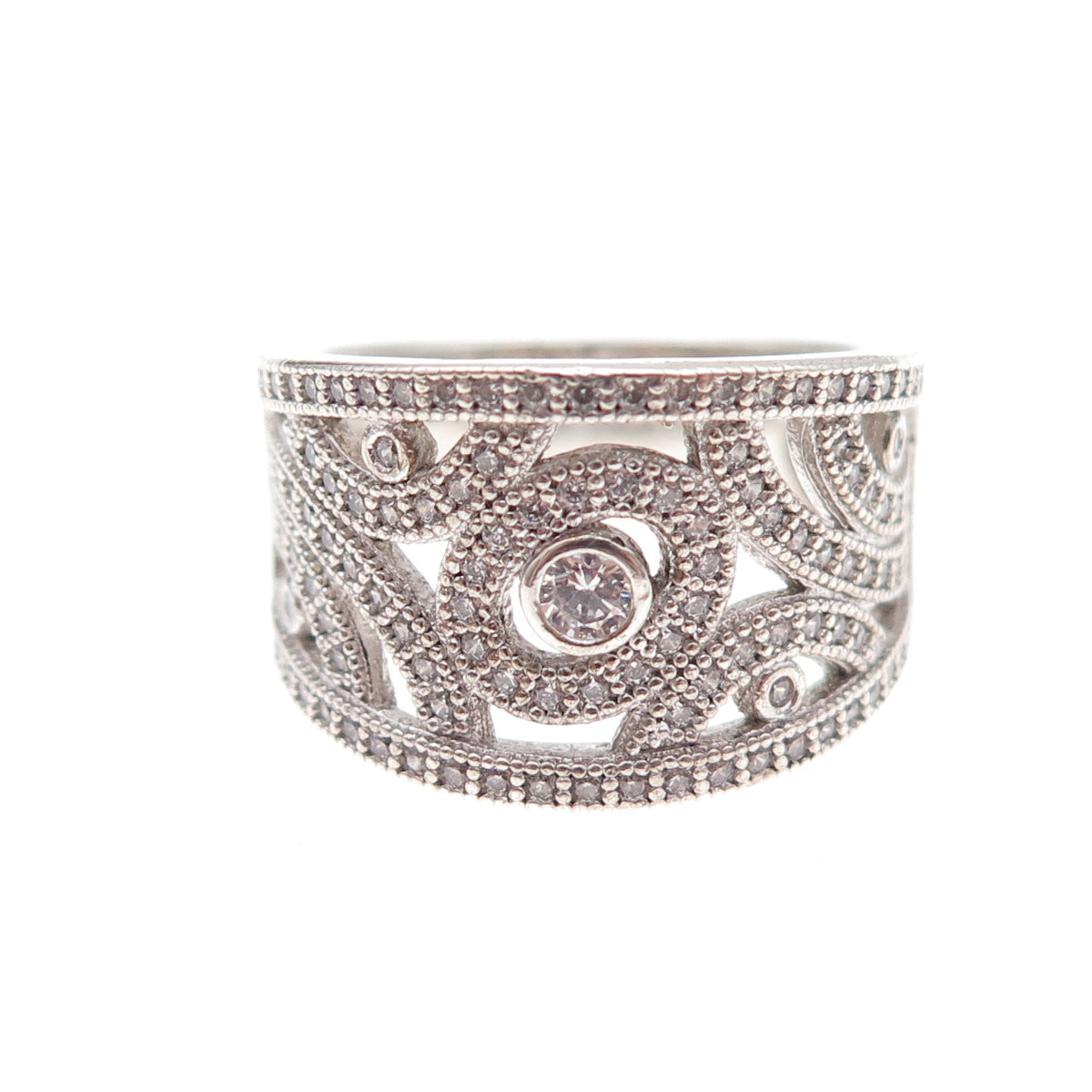 925 Sterling Silver Round-Cut C Z Sparkle Ring Size 7.25