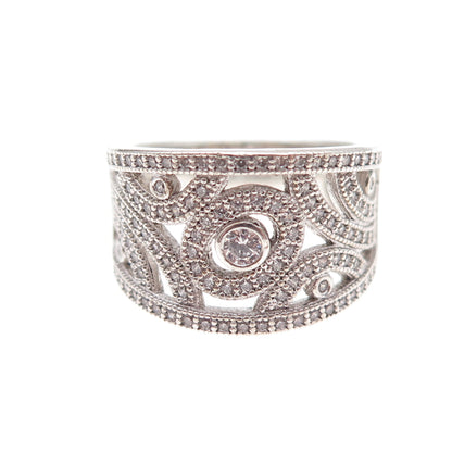 925 Sterling Silver Round-Cut C Z Sparkle Ring Size 7.25