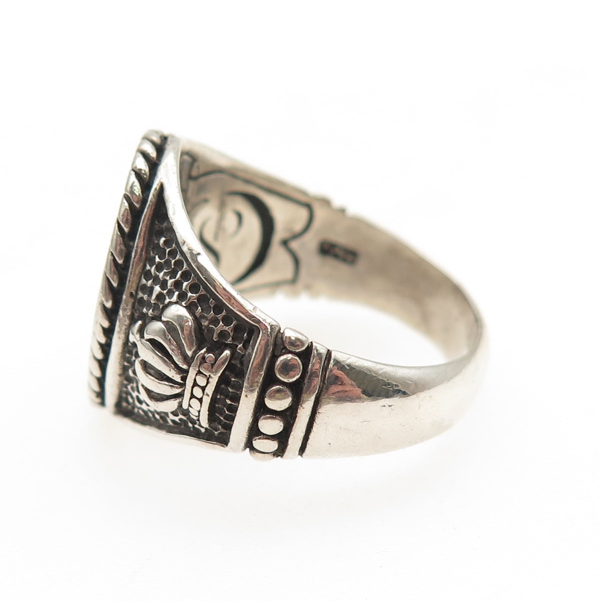 925 Sterling Silver Vintage Grandmaster Oxidized Signet Ring Size 12