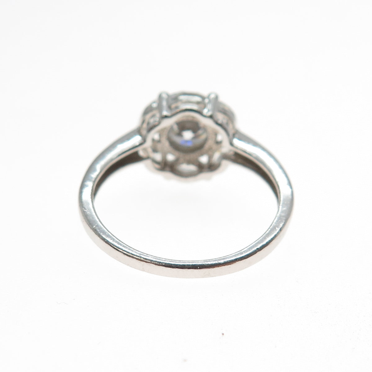 925 Sterling Silver Vintage Round & Marquise-Cut C Z Engagement Ring Size 9.25