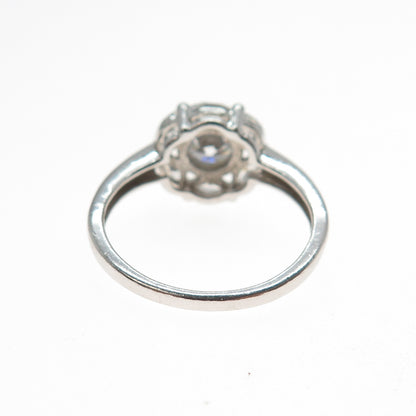 925 Sterling Silver Vintage Round & Marquise-Cut C Z Engagement Ring Size 9.25