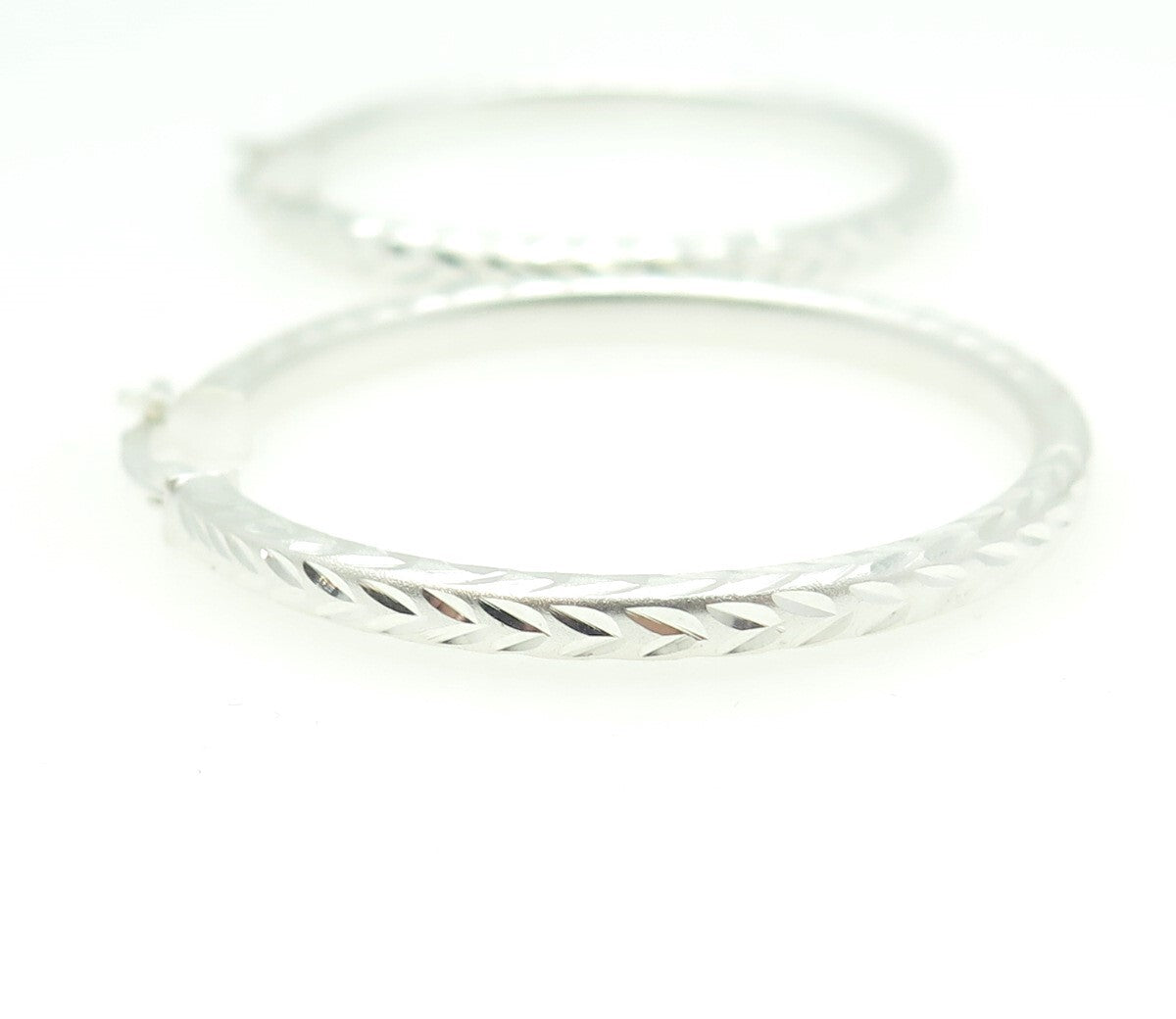 HAN 925 Sterling Silver Engraved Hinged Hoop Earrings