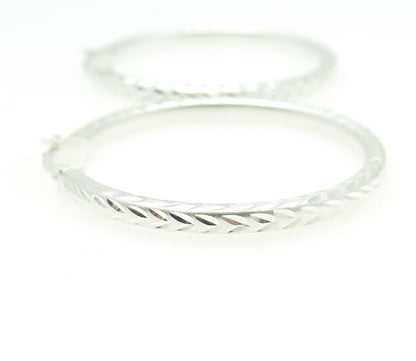 HAN 925 Sterling Silver Engraved Hinged Hoop Earrings