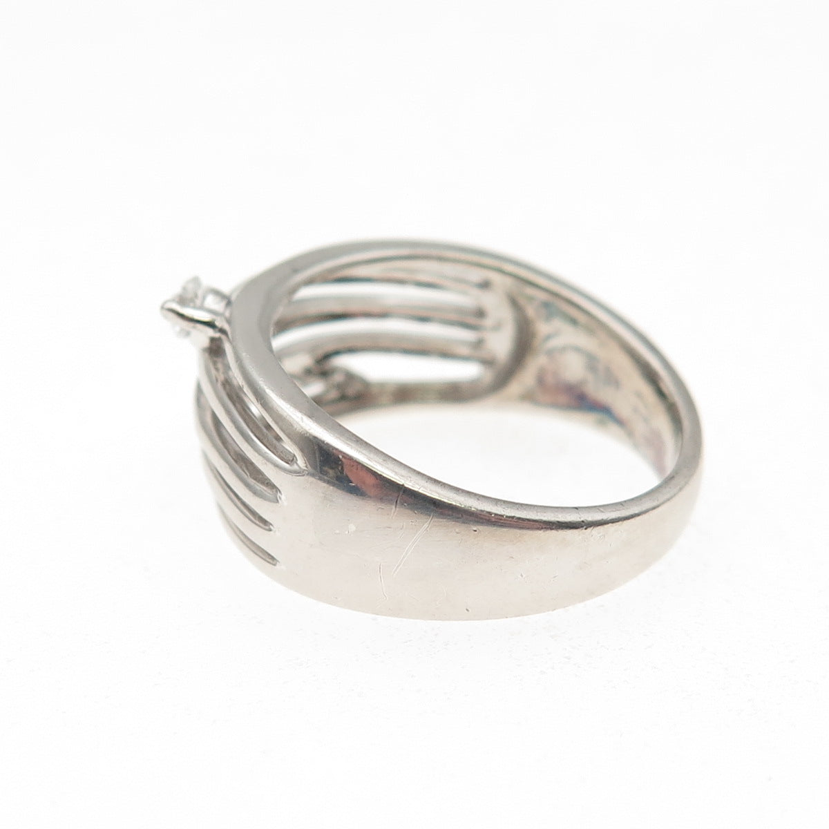 925 Sterling Silver Graduated Round-Cut C Z 5-Row Ring Size 7.25