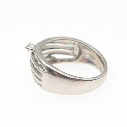 925 Sterling Silver Graduated Round-Cut C Z 5-Row Ring Size 7.25