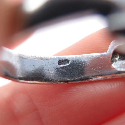 925 Sterling Silver Vintage Modernist Twisted Oxidized Ring Size 9