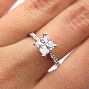 925 Sterling Silver JSN Princess-Cut C Z Engagement Ring Size 6.5