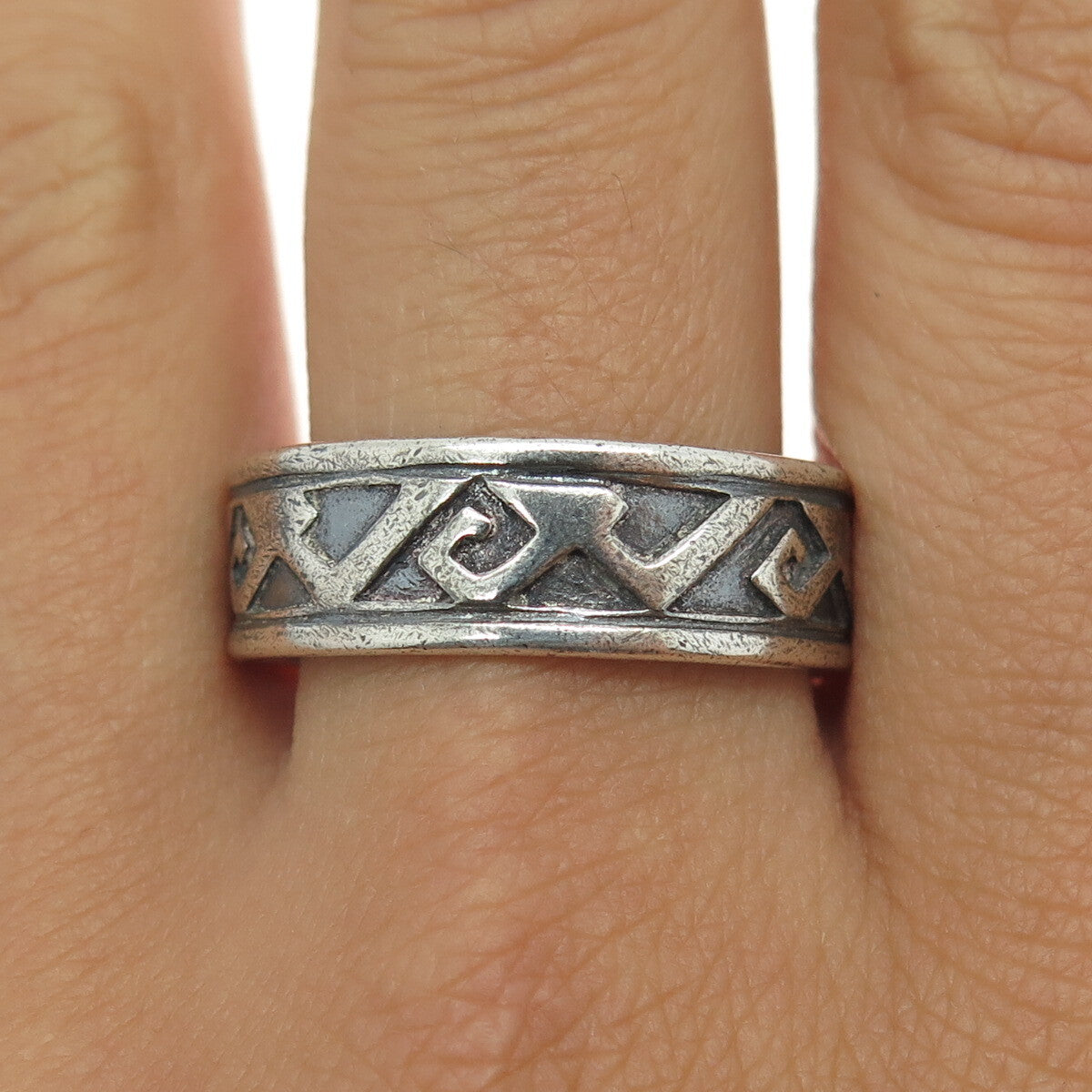 SHUBE 925 Sterling Silver Vintage Spiral Band Oxidized Ring Size 12.25
