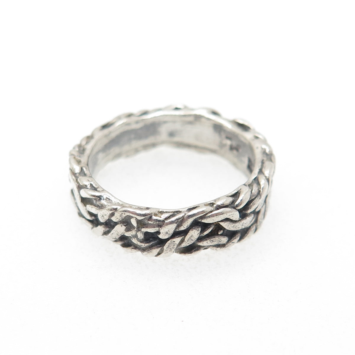 BELL TRADING POST 925 Sterling Silver Vintage Roped Oxidized Band Ring Size 5.25