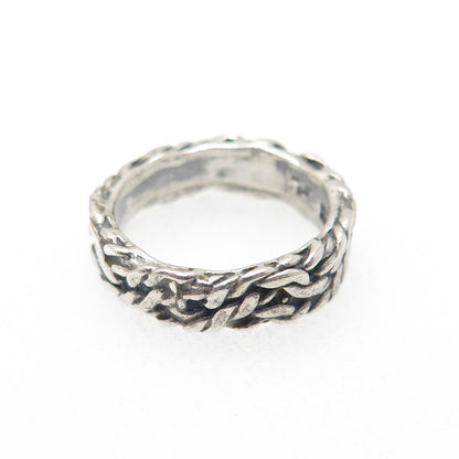 BELL TRADING POST 925 Sterling Silver Vintage Roped Oxidized Band Ring Size 5.25
