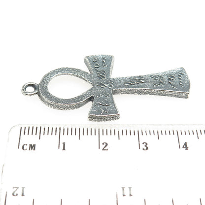 925 Sterling Silver Vintage Egyptian Ankh Oxidized Pendant