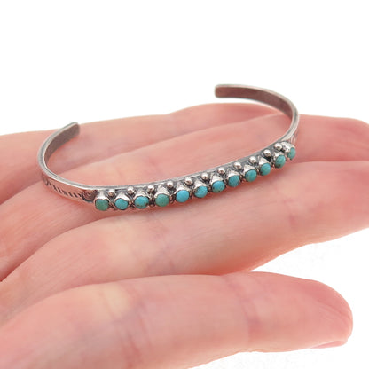 Old Pawn Sterling Silver Vintage Turquoise Snake Eye Adjustable Bracelet 4.25"