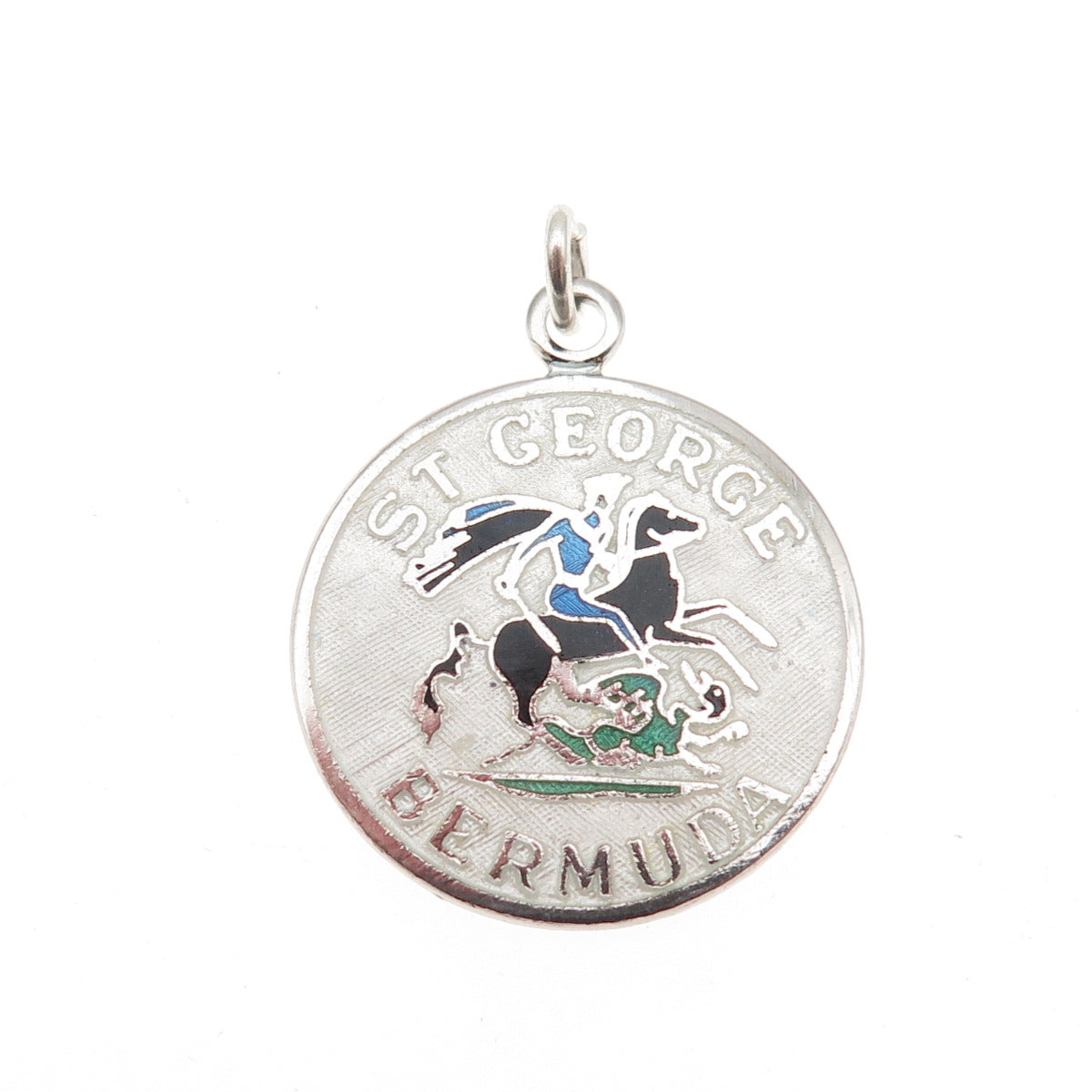 BREADNER CO. 925 Sterling Silver Vintage Enamel St. George Bermuda Charm Pendant