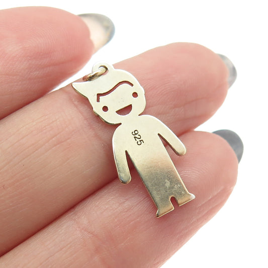 925 Sterling Silver Vintage "Matthew" Personalized Happy Boy Pendant