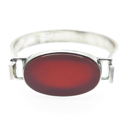 JOACHIM S’PALIU 925 Sterling Silver Vintage Spain Carnelian Bangle Bracelet 7.5"