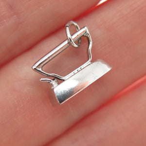 925 Sterling Silver Antique Retro Iron Oxidized Minimalist 3D Charm Pendant